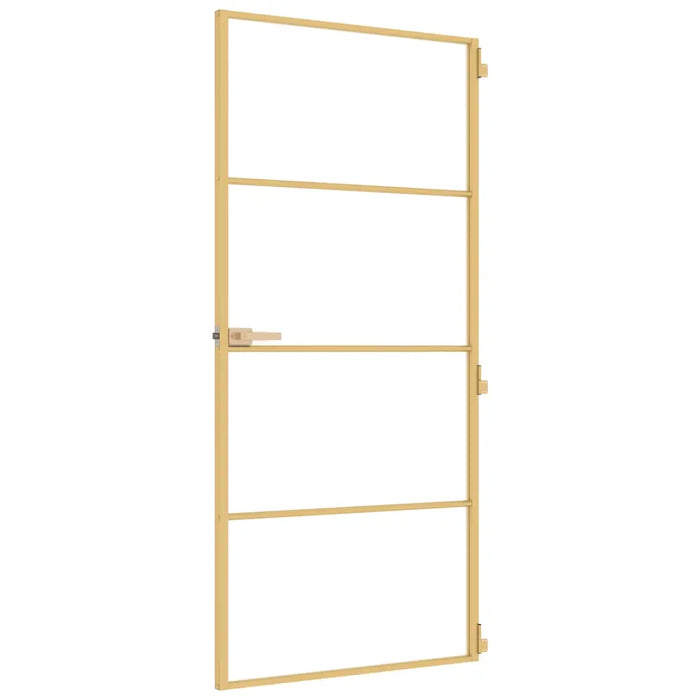 Porta Interni Sottile Oro 93x201,5cm Vetro Temperato Alluminio 155138