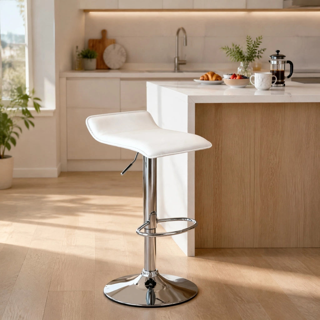 SGABELLO BAR Girevole e Regolabile in Altezza, Bianco, 62-84 cm
