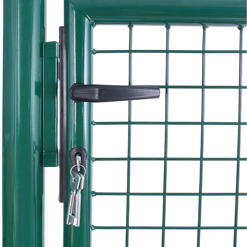 Cancello Pedonale in Metallo Verde 100x150 cm con Chiave per Recinzione Giardino
