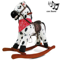 Cavallo a Dondolo in Peluche con Suoni Realistici Base in legno 3+ Giochi Infanzia