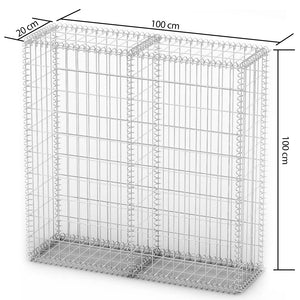 Rete Gabbione Giardino in Acciaio Galvanizzato 100x20x100 cm per Recinzioni e Muretti