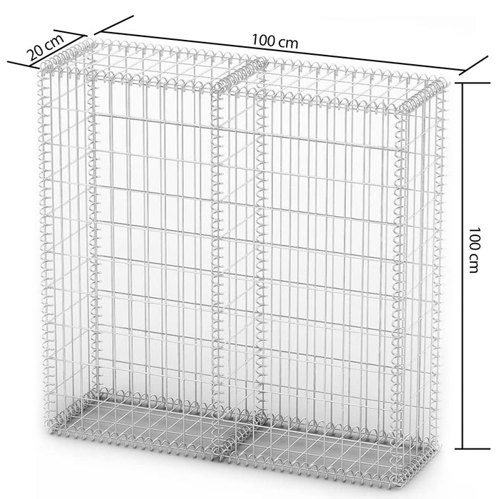 Rete Gabbione Giardino in Acciaio Galvanizzato 100x20x100 cm per Recinzioni e Muretti