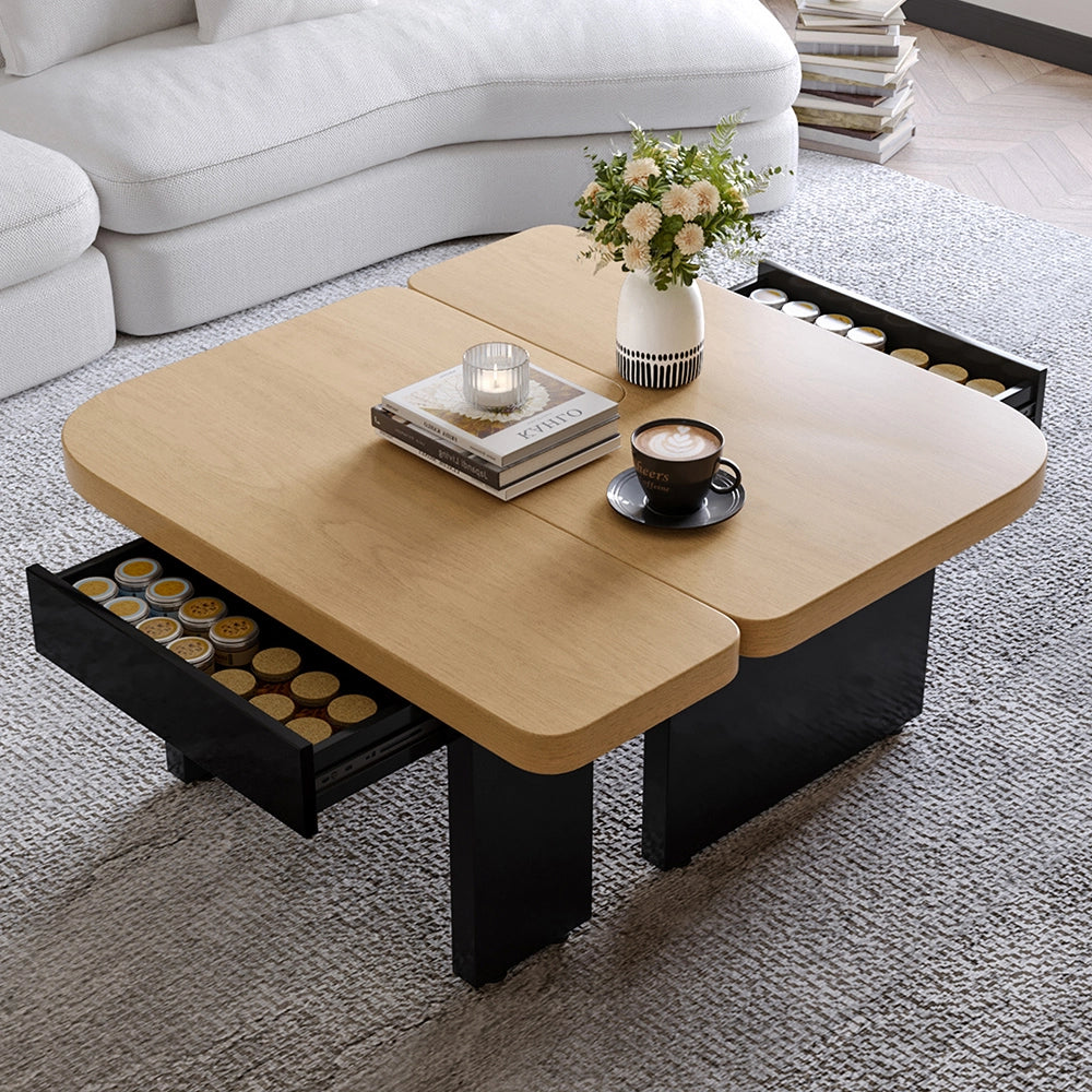 Tavolino-Xylo-LED legno ecologico 2in1 2 cassetti