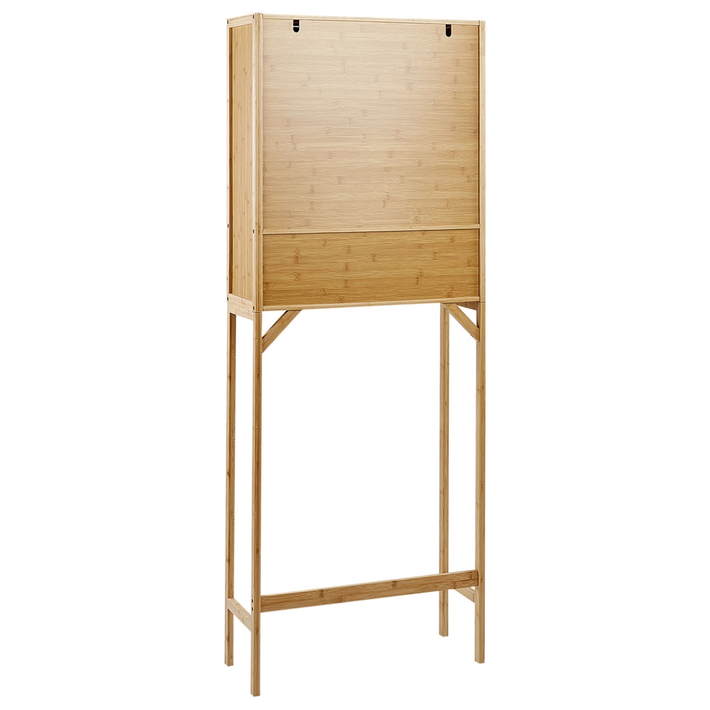 Mobile da bagno in bambù sopra la lavatrice marrone chiaro Stile minimalista