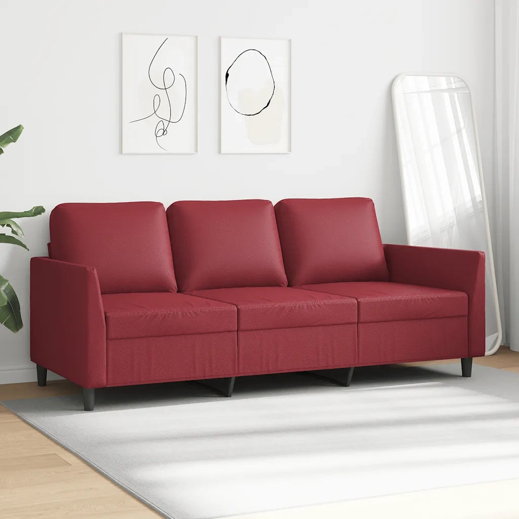 Divano a 3 Posti-Sofa 3 Posti Rosso Vino 180 cm in Similpelle 915169