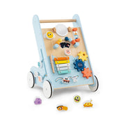 Girello in legno per bambini di apprendimento a spinta ea trazione, Girello in legno per bambini con ruote Blu-Primi passi