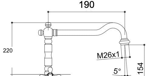 Canna per rubinetteria, bronzata artistica vintage