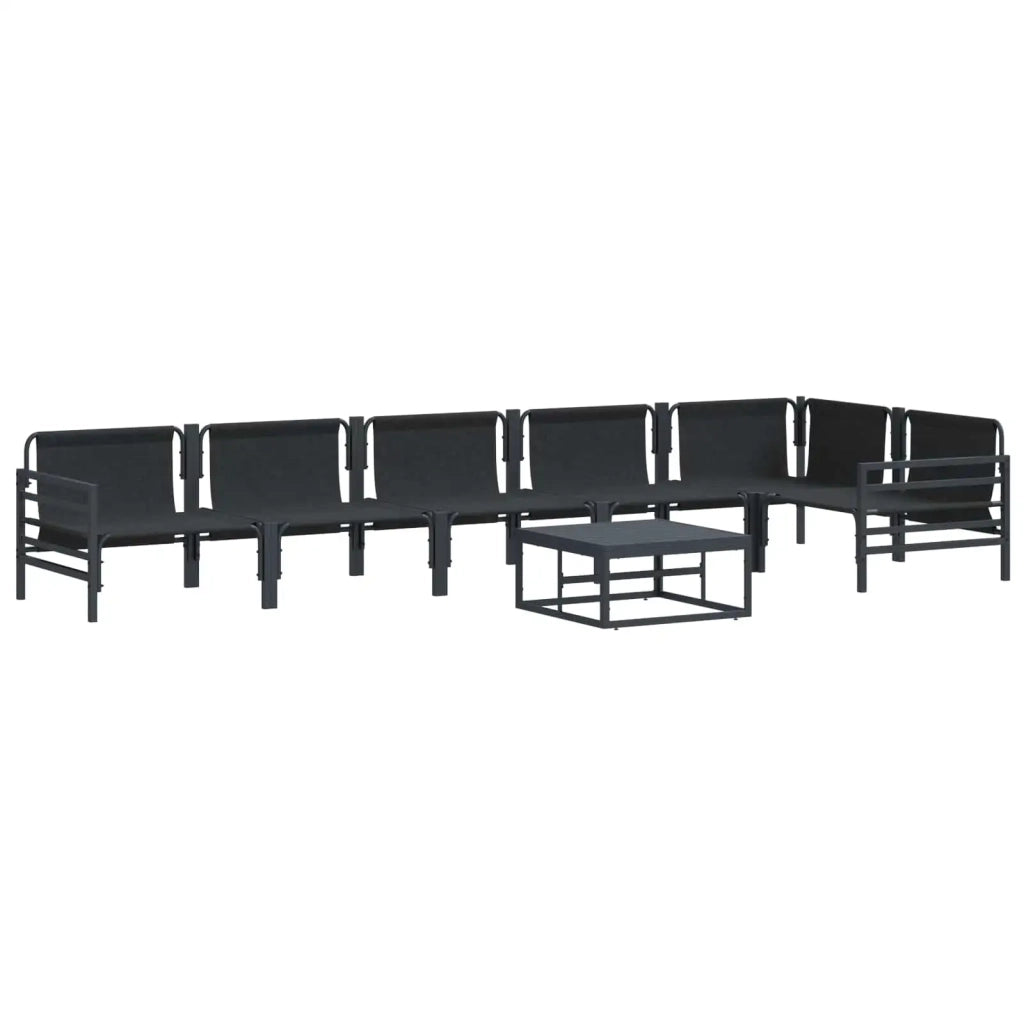 Set Divano da Giardino con cuscino 7 pcs Nero Acciaio 3378991