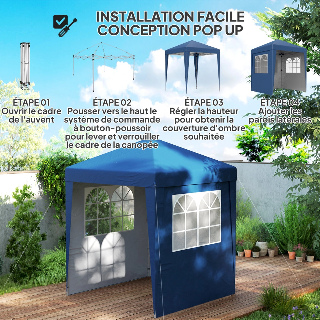Tonnelle da giardino pieghevole ¨C zephmum ¨C blu scuro 3 pareti