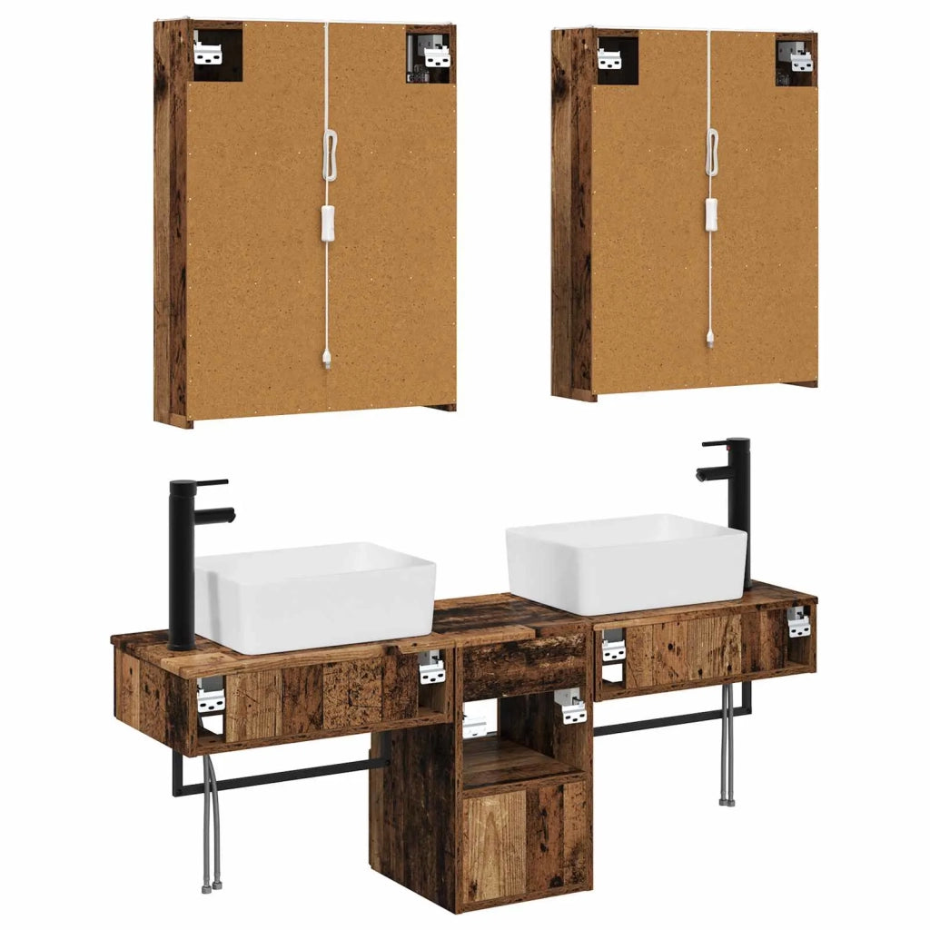 Set di Armadi da Bagno 5 pcs Legno antico 53 x 15,5 x 70 cm 3406333