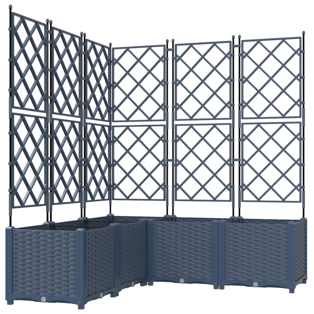Vaso da Giardino con Traliccio 5 pz Grigio 120x120x143 cm