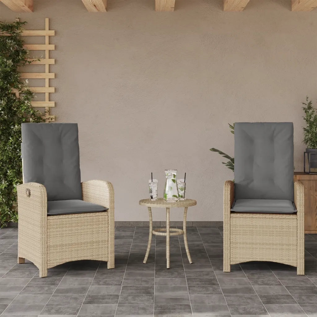 Set da BistrÃ² 3 pz con Cuscini Beige Misto in Polyrattan