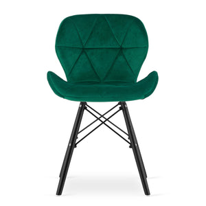 Sedia in velluto Valora WAKO dal design moderno, gambe verdi e nere x4