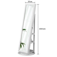 Specchiera Portagioie Bianco Armadietto Portagioielli Anta Apribile 37x159.5cm