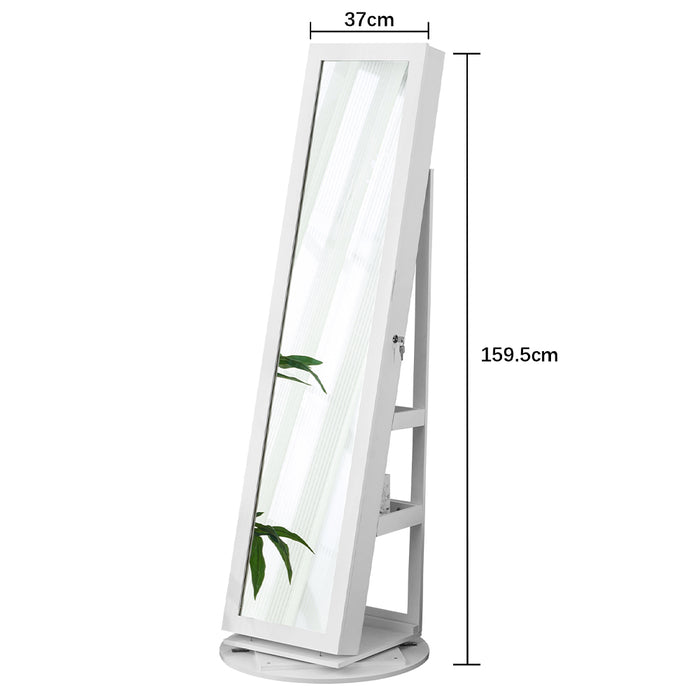 Specchiera Portagioie Bianco Armadietto Portagioielli Anta Apribile 37x159.5cm