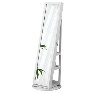 Specchiera Portagioie Bianco Armadietto Portagioielli Anta Apribile 37x159.5cm