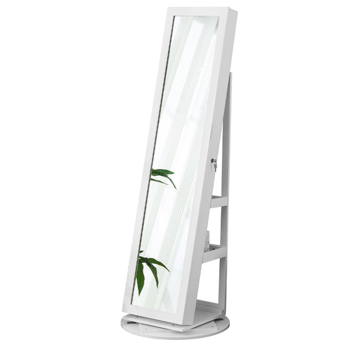 Specchiera Portagioie Bianco Armadietto Portagioielli Anta Apribile 37x159.5cm