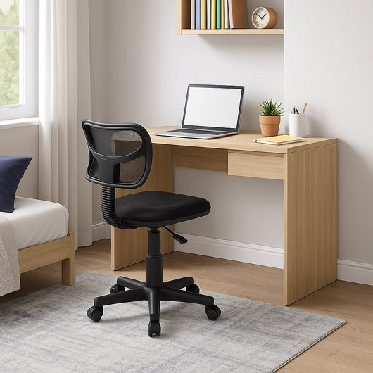 Sedia Girevole Cameretta Ufficio 5 Ruote Scrivania Schienale Traspirante Nero