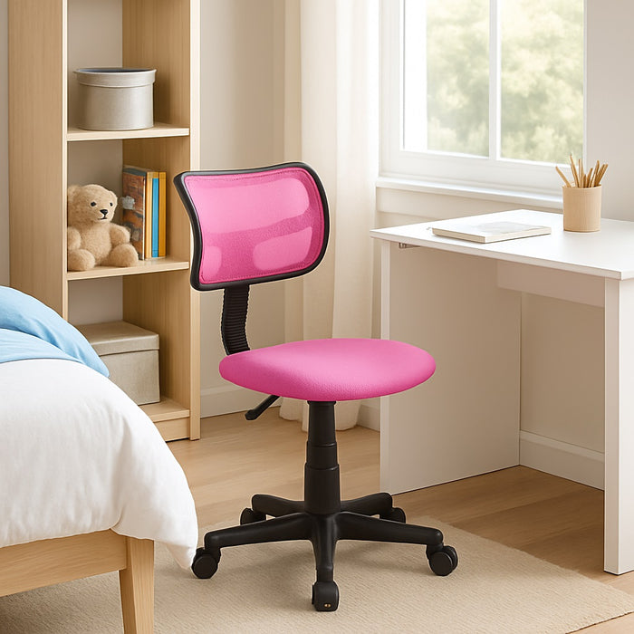 Sedia Girevole Cameretta Ufficio 5 Ruote Scrivania Schienale Traspirante Rosa