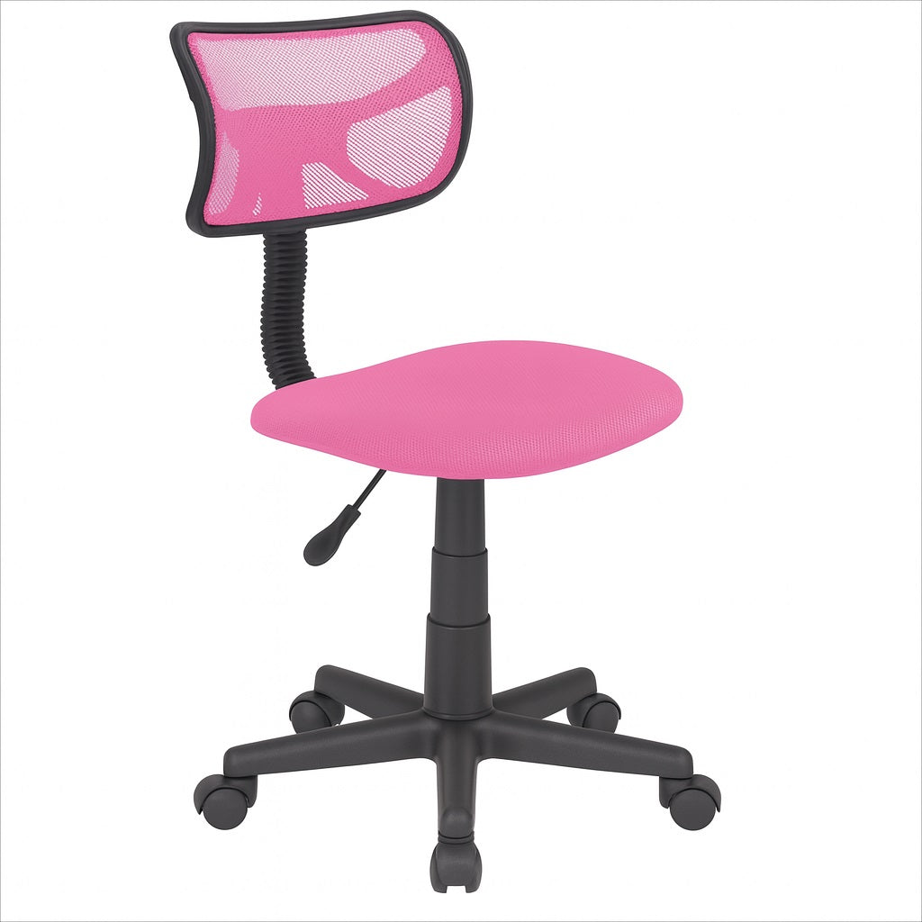 Sedia Girevole Cameretta Ufficio 5 Ruote Scrivania Schienale Traspirante Rosa