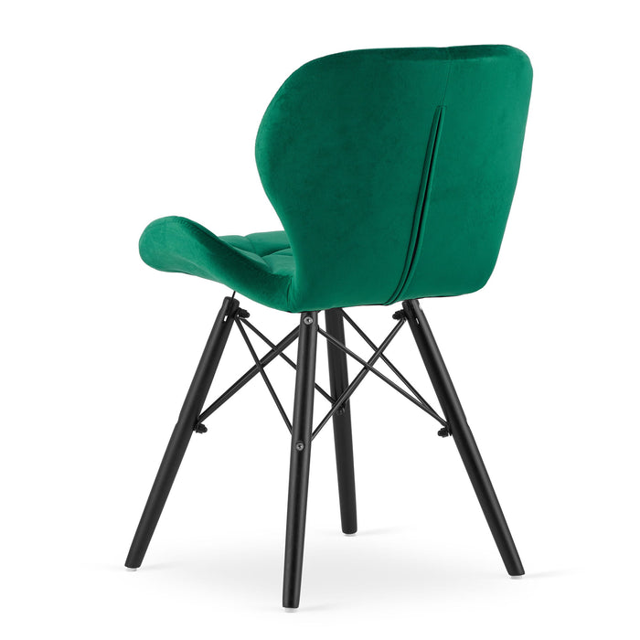 Sedia in velluto Valora WAKO dal design moderno, gambe verdi e nere x4