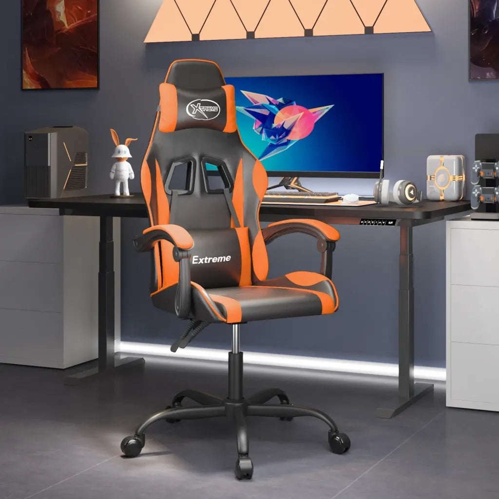 Sedia da Gaming Nero e Arancione in Similpelle 3143872