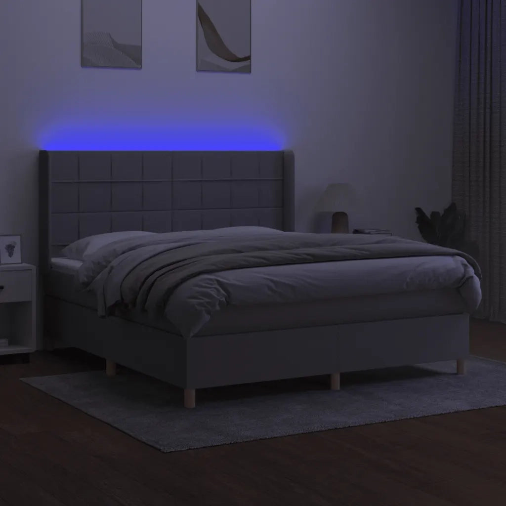 Letto a Molle Materasso e LED Grigio Chiaro 160x200 cm Tessuto cod mxl 60601