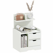 Comodino con 2 cassetti e 3 ripiani ¨C zephmum ¨C bianco 40x30x60 cm