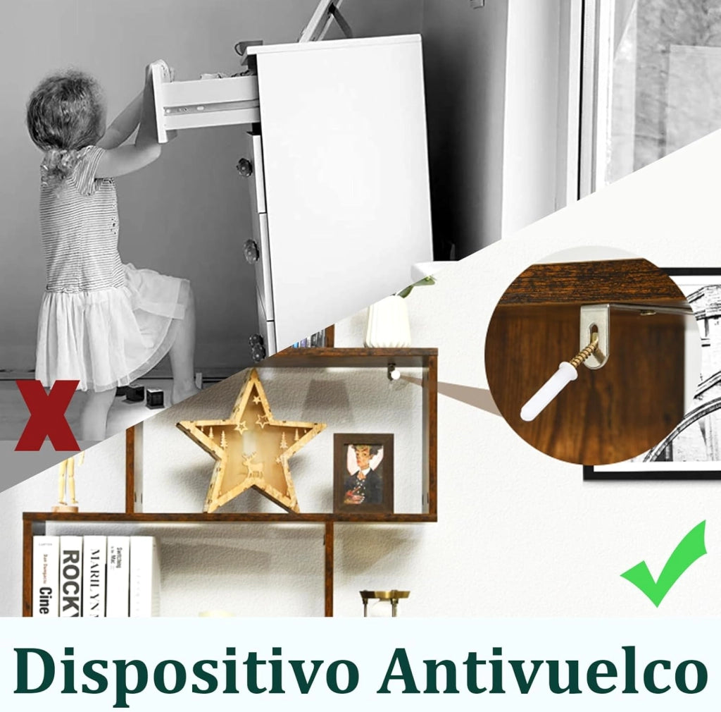 Libreria a 6 livelli, libreria a forma di S, scaffali per libri, design antiribaltamento, libreria, per soggiorno, camera da letto, studio, ufficio, 80 x 23 x 191 cm (caffè)