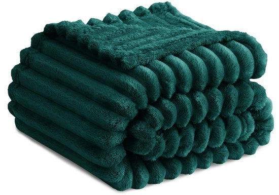 Donna Fluffig Plaid Donkergroen - 150x200cm Feltro Coperta Doccia Coperta per Decorazione di Sala da Pranzo Coperta, Piuma Molle Coperta Calda Cord Coperta come Coperta di Sala e Coperta di Compagnia