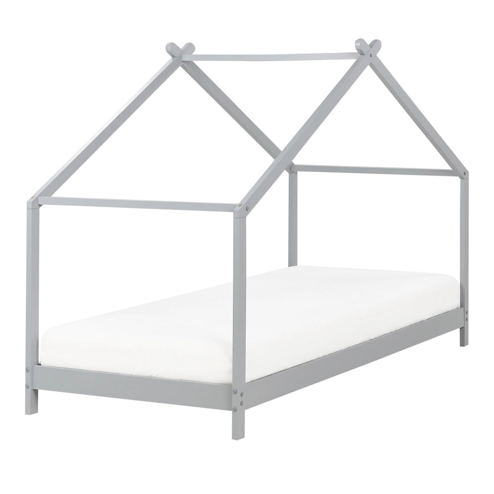 Letto per bambini con baldacchino e base in legno di pino grigio 90 x 200 cm cameretta