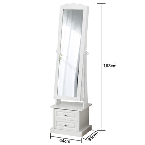 Specchiera Portagioie Armadio Bianco Apribile 2 Cassetti Organizer 44x35x163 cm