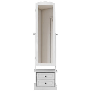 Specchiera Portagioie Armadio Bianco Apribile 2 Cassetti Organizer 44x35x163 cm