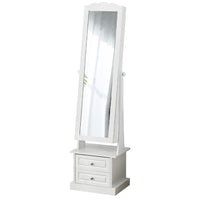 Specchiera Portagioie Armadio Bianco Apribile 2 Cassetti Organizer 44x35x163 cm