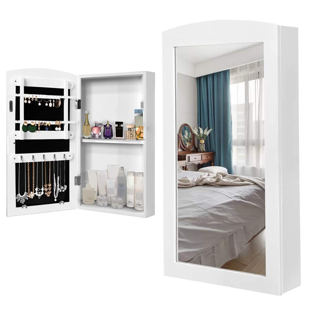 Specchiera Portagioie Parete Armadietto con Specchio Muro Porta Gioielli 60x30cm