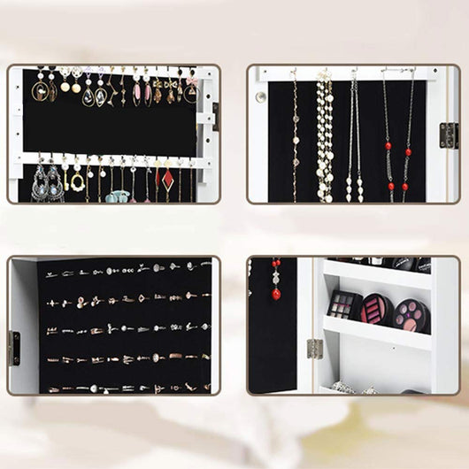 Specchiera Portagioie Parete Armadietto con Specchio Muro Porta Gioielli 96x35cm