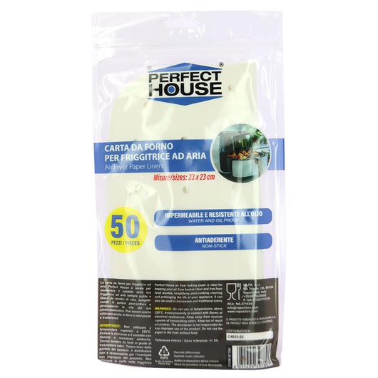PERFECT HOUSE CARTA DA FORNO PER FRIGGITRICE AD ARIA QUADRATO 50PZ 23X23 CM
