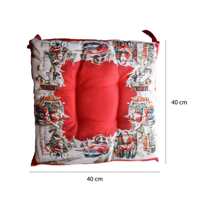 SET 4 CUSCINI NATALIZI DA SEDUTA DIMENSIONI 40X40 - COLORE ROSSO
