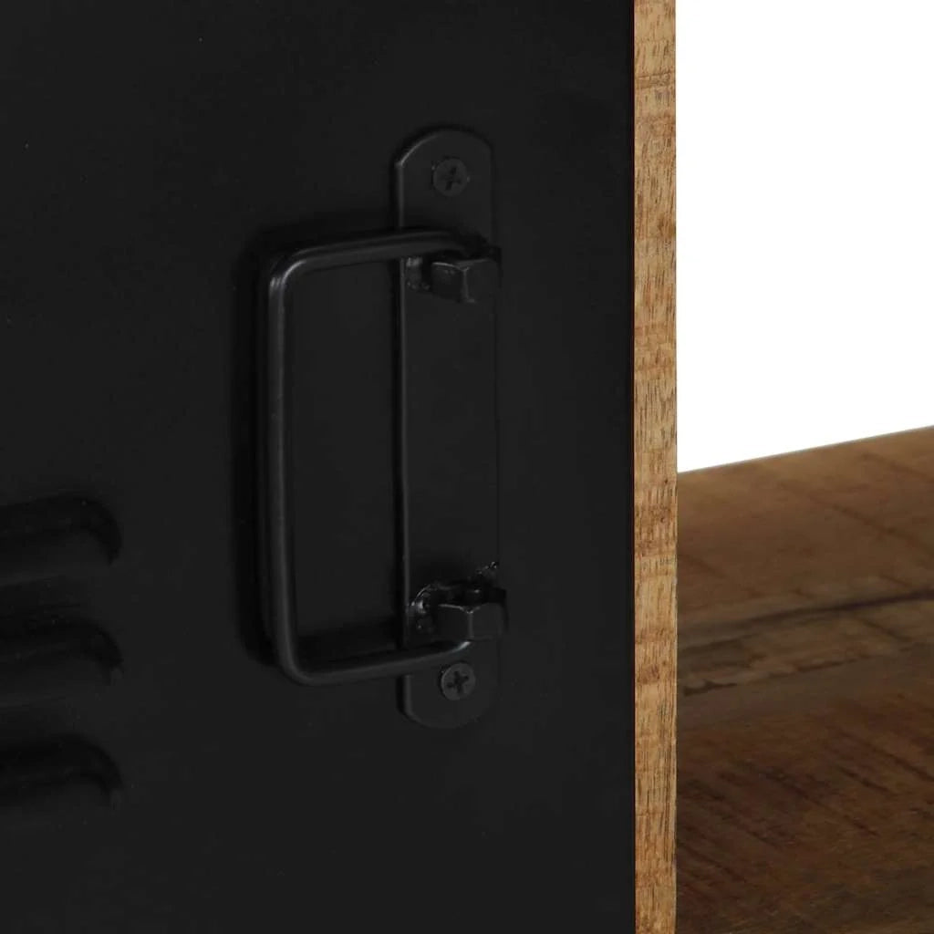Pratico mobile porta TV dal design industriale 80 x 30 x 35 cm in legno massello di mango grezzo 02_0057636