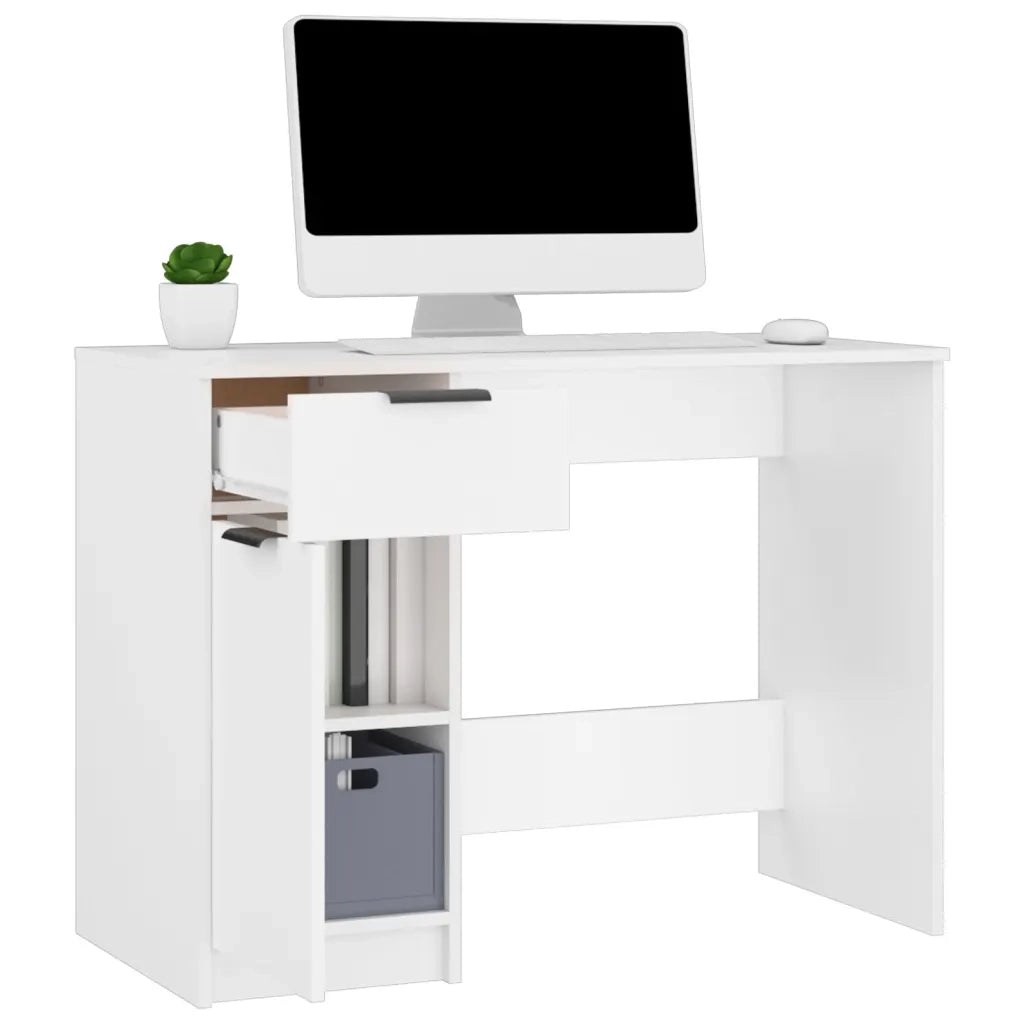 Scrivania | Tavolo da Ufficio Bianca 100x50x75 cm in Legno Multistrato