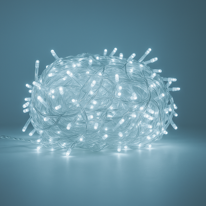 Luci Led per albero di natale decorazione con 8 giochi luce da 10/20/30/50 metri colori misti certificate IP65 prolungabile COLORE LED: BIANCO FREDDO, LUNGHEZZA: 50 mt - 500 led