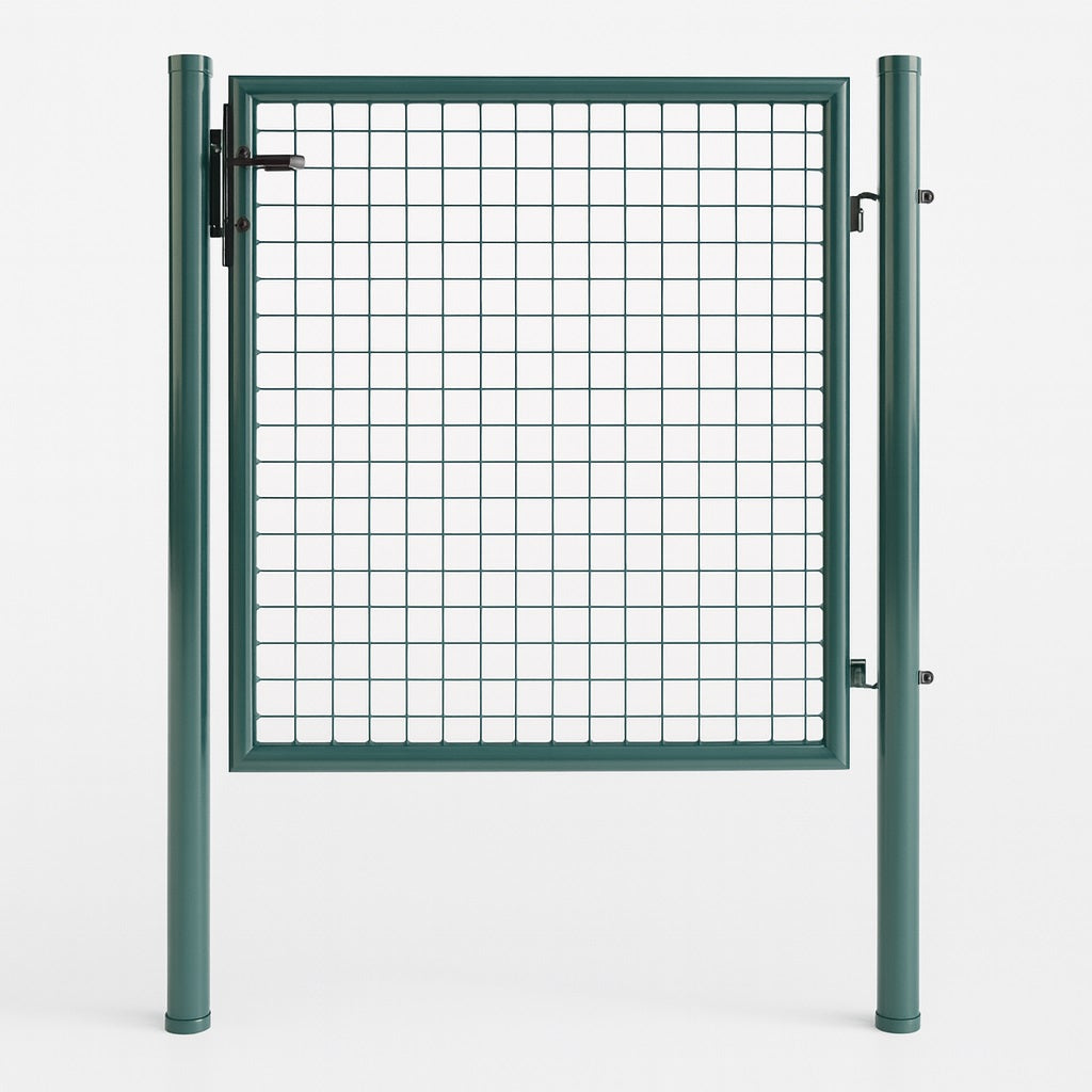 Cancello Pedonale in Metallo Verde 100x150 cm con Chiave per Recinzione Giardino