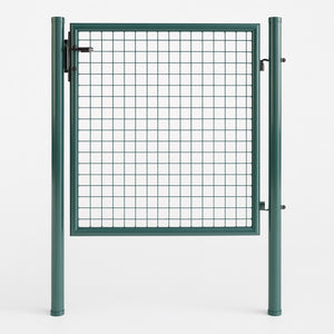 Cancello Pedonale in Metallo Verde 100x150 cm con Chiave per Recinzione Giardino