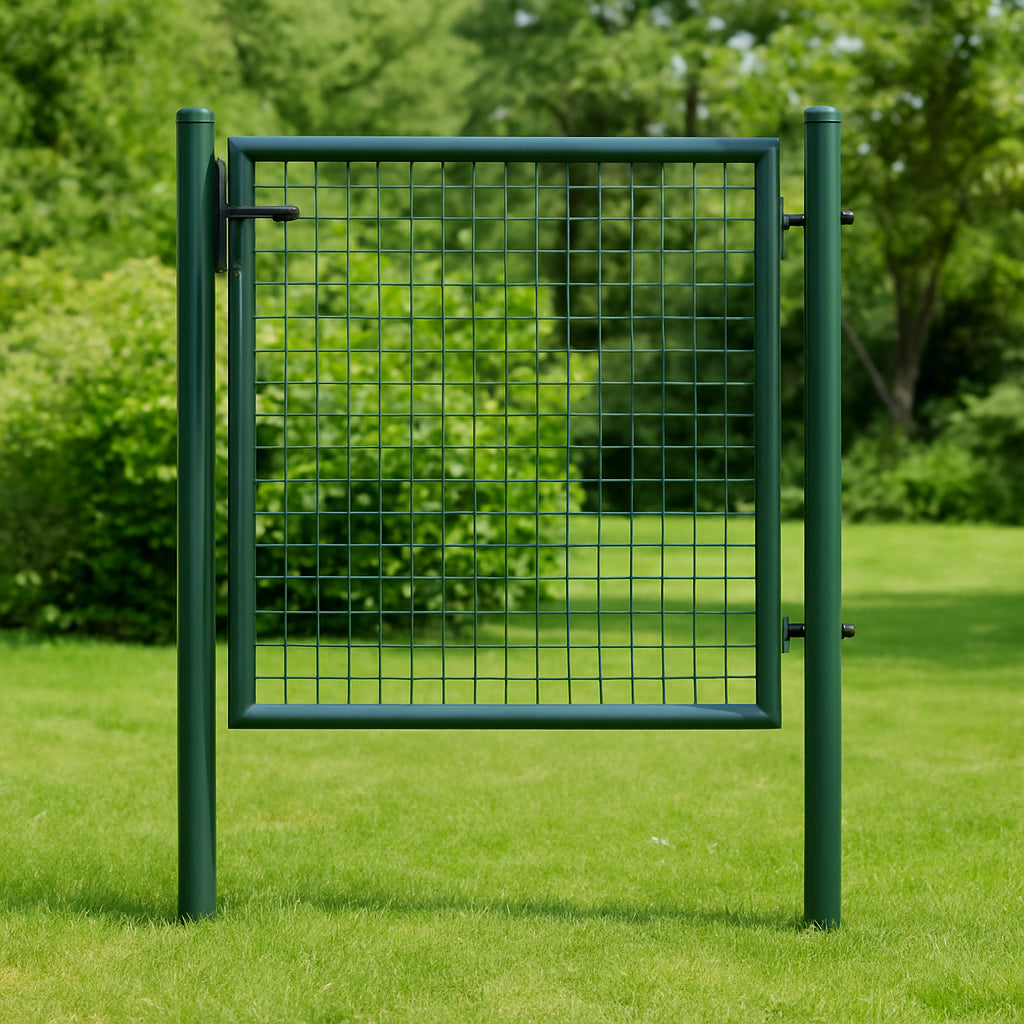 Cancello Pedonale in Metallo Verde 100x150 cm con Chiave per Recinzione Giardino