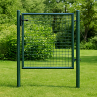 Cancello Pedonale in Metallo Verde 100x150 cm con Chiave per Recinzione Giardino