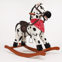 Cavallo a Dondolo in Peluche con Suoni Realistici Base in legno 3+ Giochi Infanzia