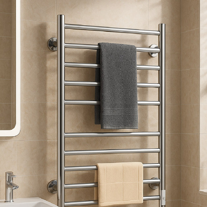 Scaldasalviette Elettrico Bagno 10 Elementi Silver Timer Termoarredo 135w