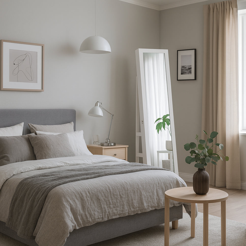 Specchiera Portagioie Bianca 37x159.5 cm Armadietto Portagioielli con Anta Apribile