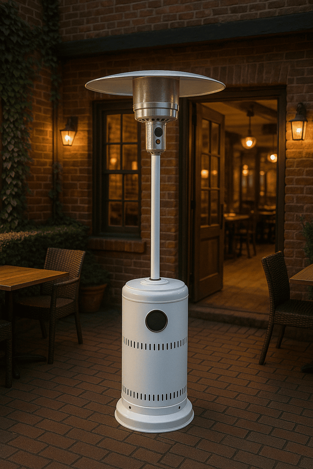 STUFA AEREA PATIO DA ESTERNO A GAS GPL MUSHROOM 13KW BAR TERRAZZI COLORE: BIANCO