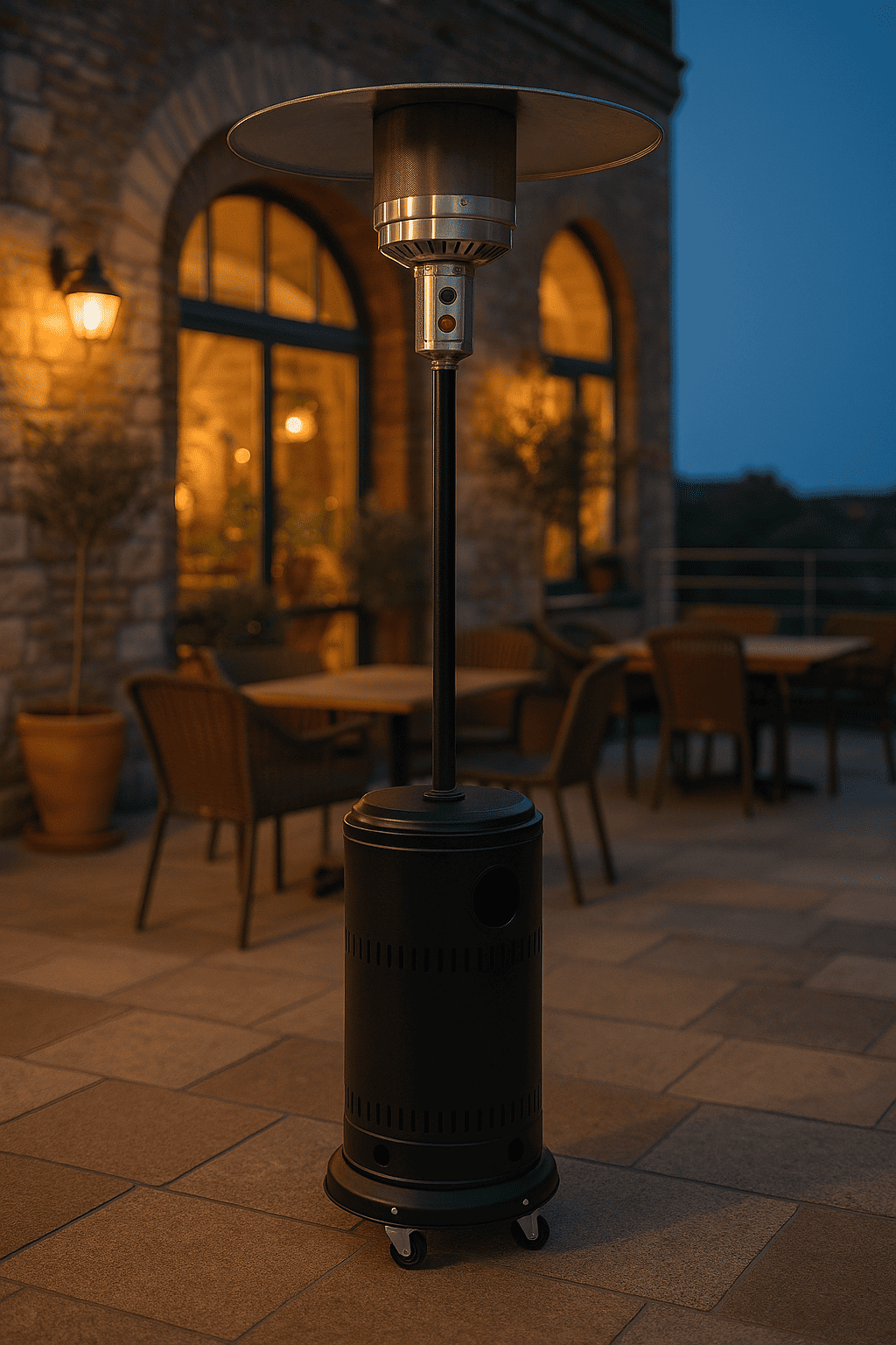 STUFA AEREA PATIO DA ESTERNO A GAS GPL MUSHROOM 13KW BAR TERRAZZI COLORE: NERO